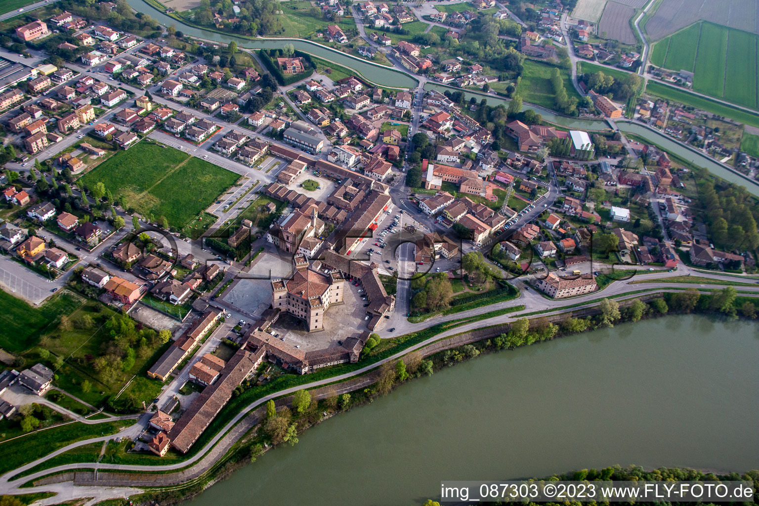 Bird's eye view of Mesola in the state Emilia Romagna, Italy