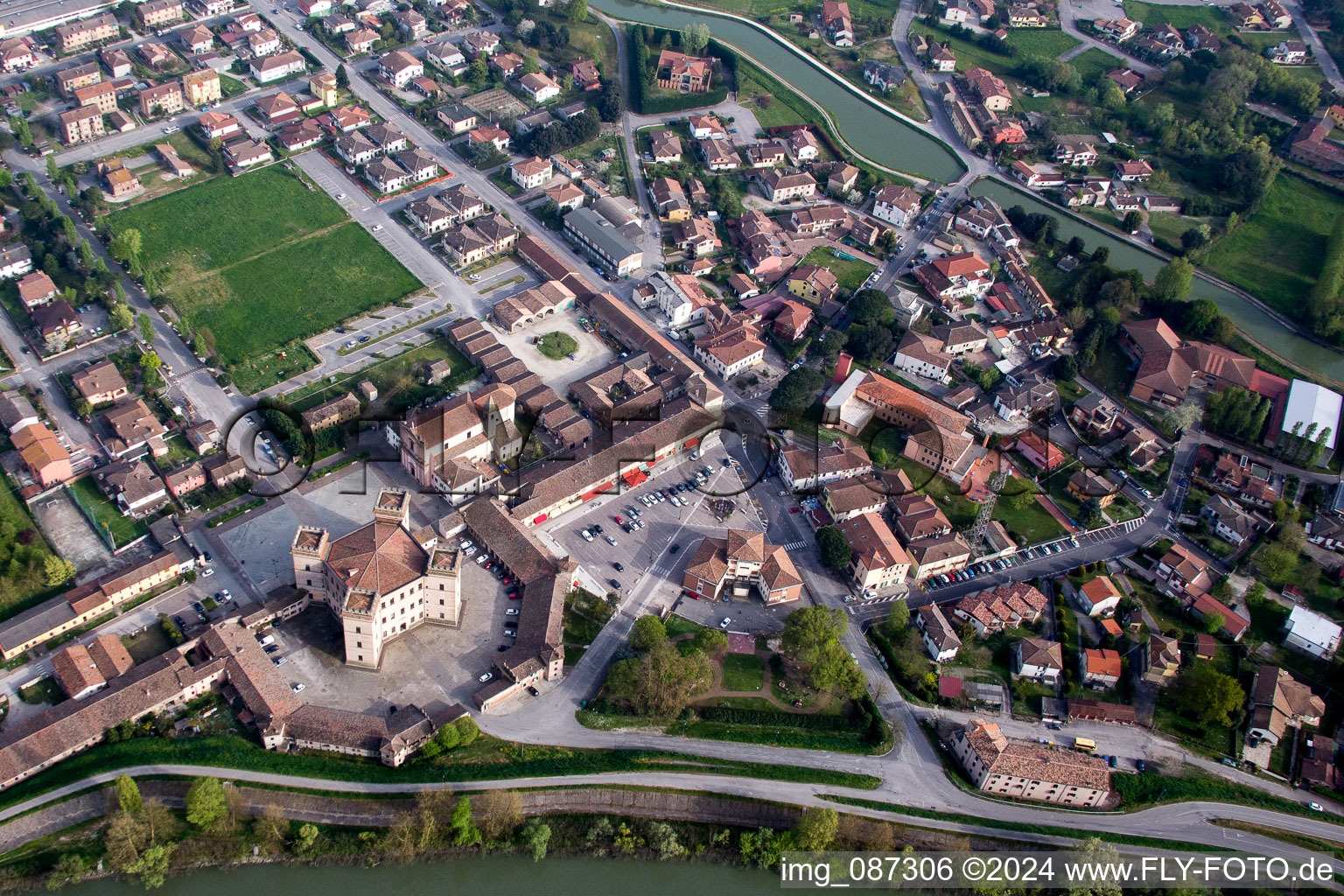 Drone image of Mesola in the state Ferrara, Italy