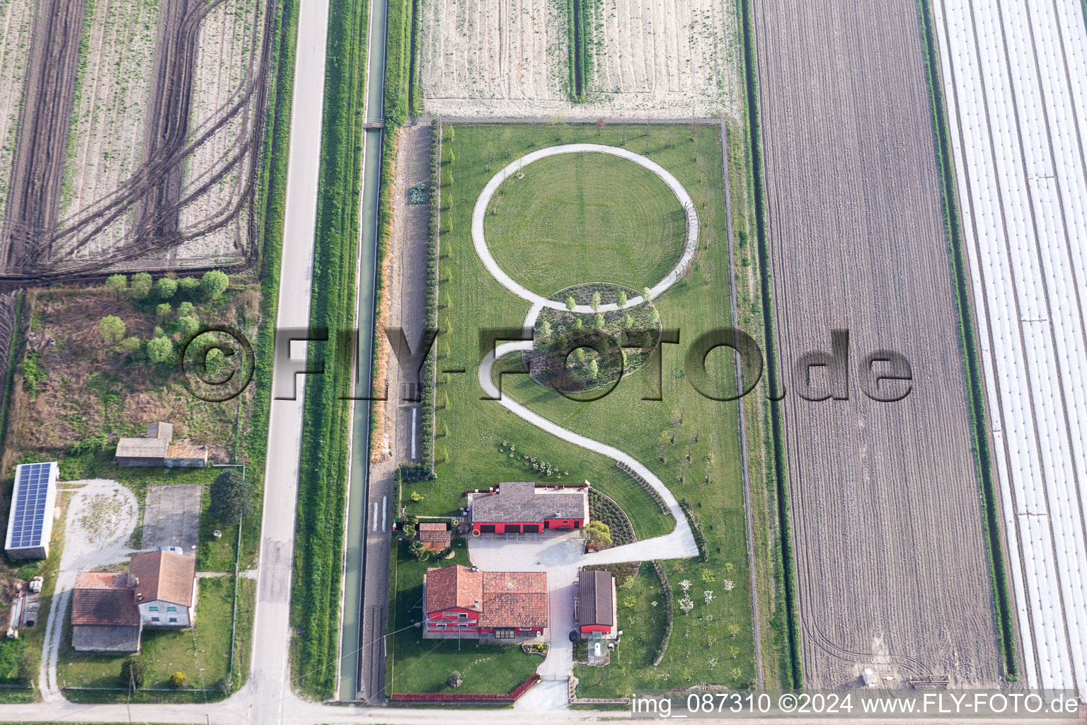 Park of with circle path in Monticelli in Emilia-Romagna, Italy