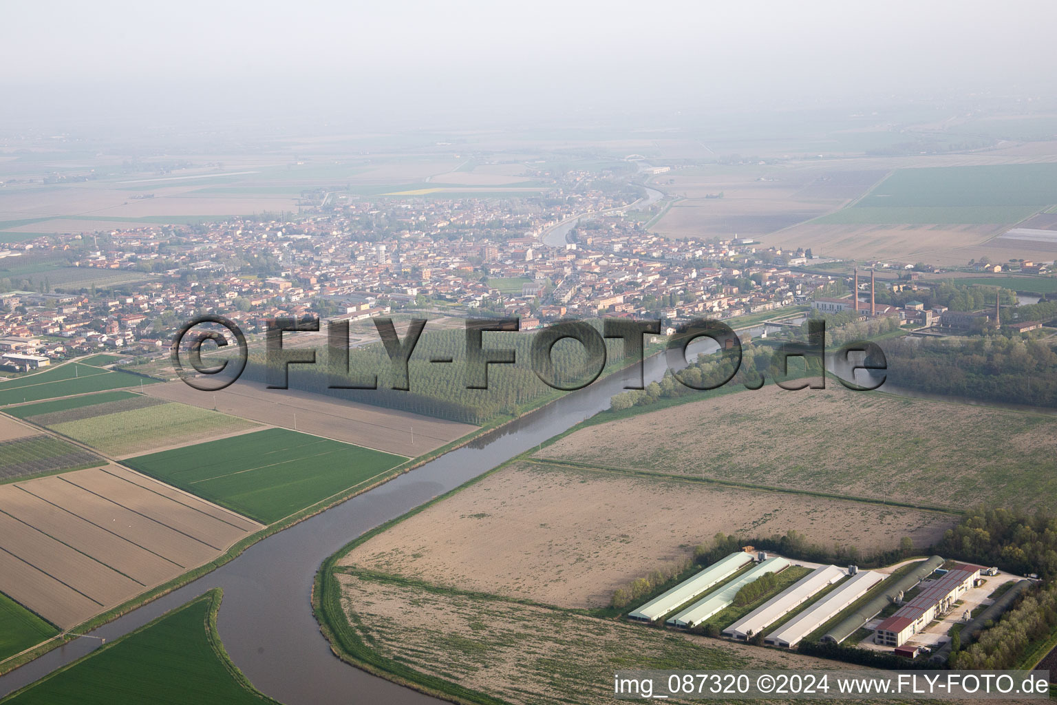 Aerial photograpy of Codigoro in the state Ferrara, Italy