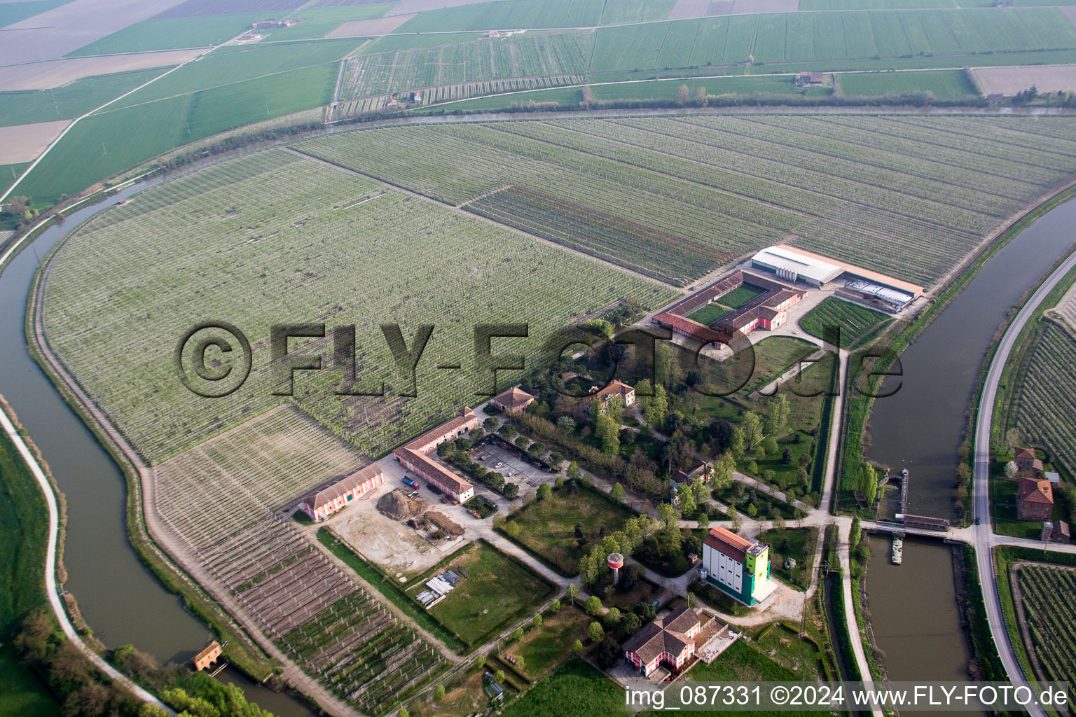 Aerial view of Lodigiana in the state Emilia Romagna, Italy