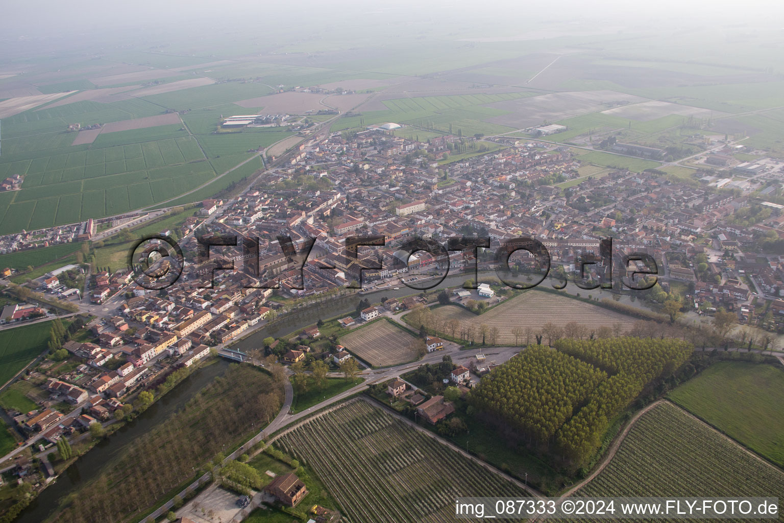 Aerial view of Massa Fiscaglia in the state Emilia Romagna, Italy