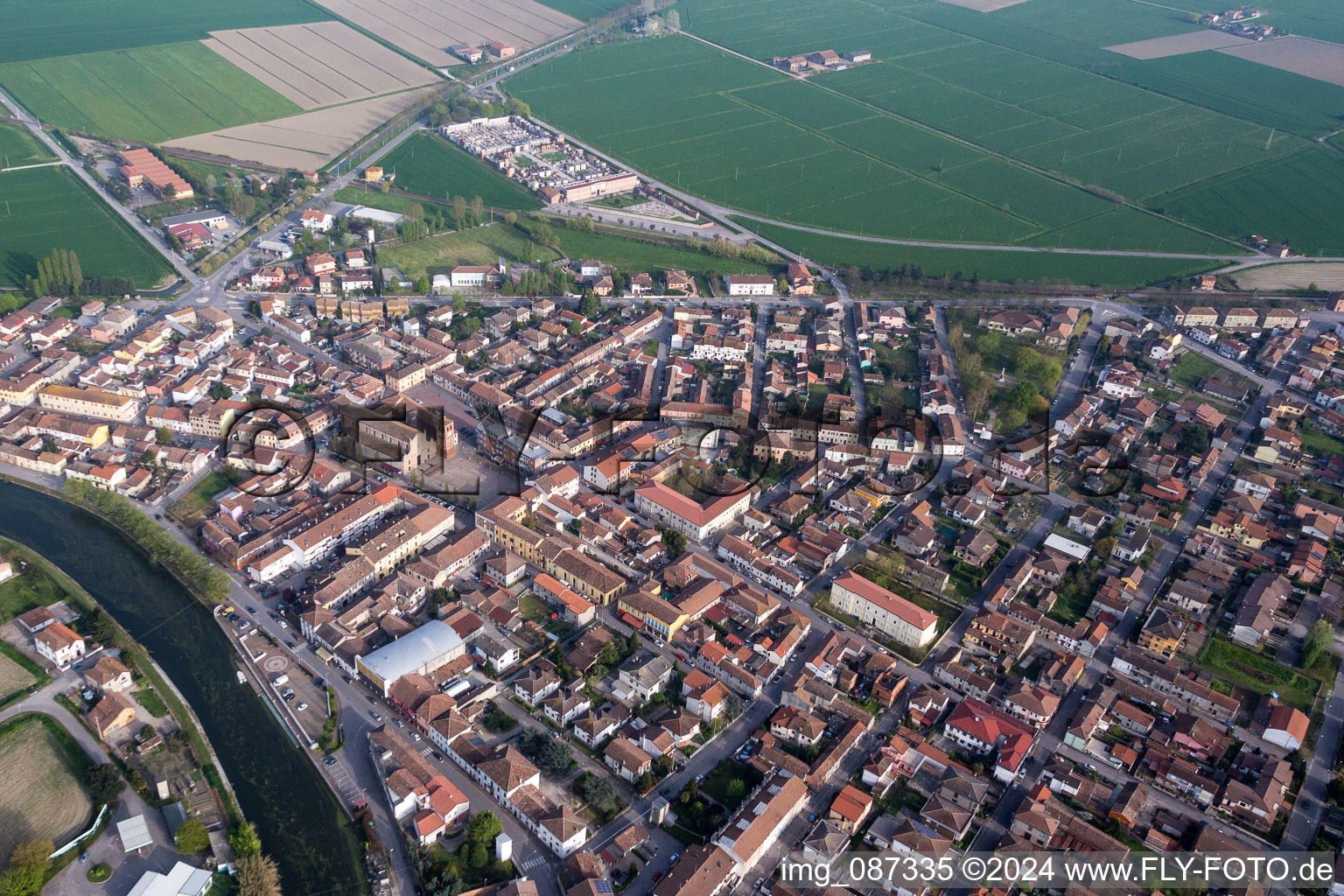 Town View of the streets and houses of the residential areas in Massa Fiscaglia in Emilia-Romagna, Italy