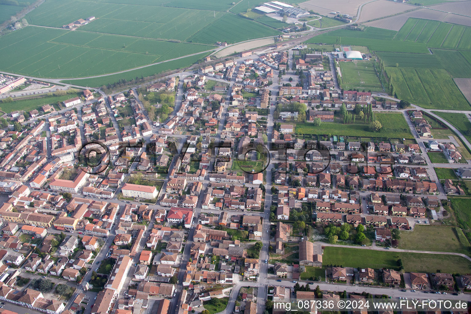 Oblique view of Massa Fiscaglia in the state Emilia Romagna, Italy