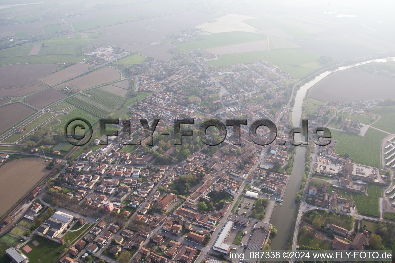 Aerial view of Migliarino in the state Emilia Romagna, Italy