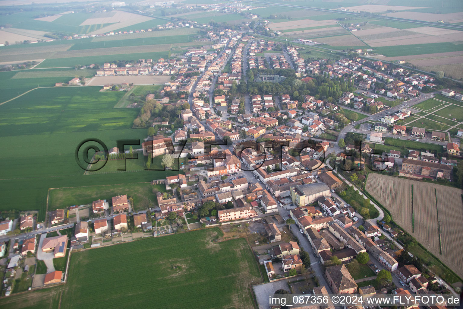 Aerial view of Sant'Alberto in the state Emilia Romagna, Italy