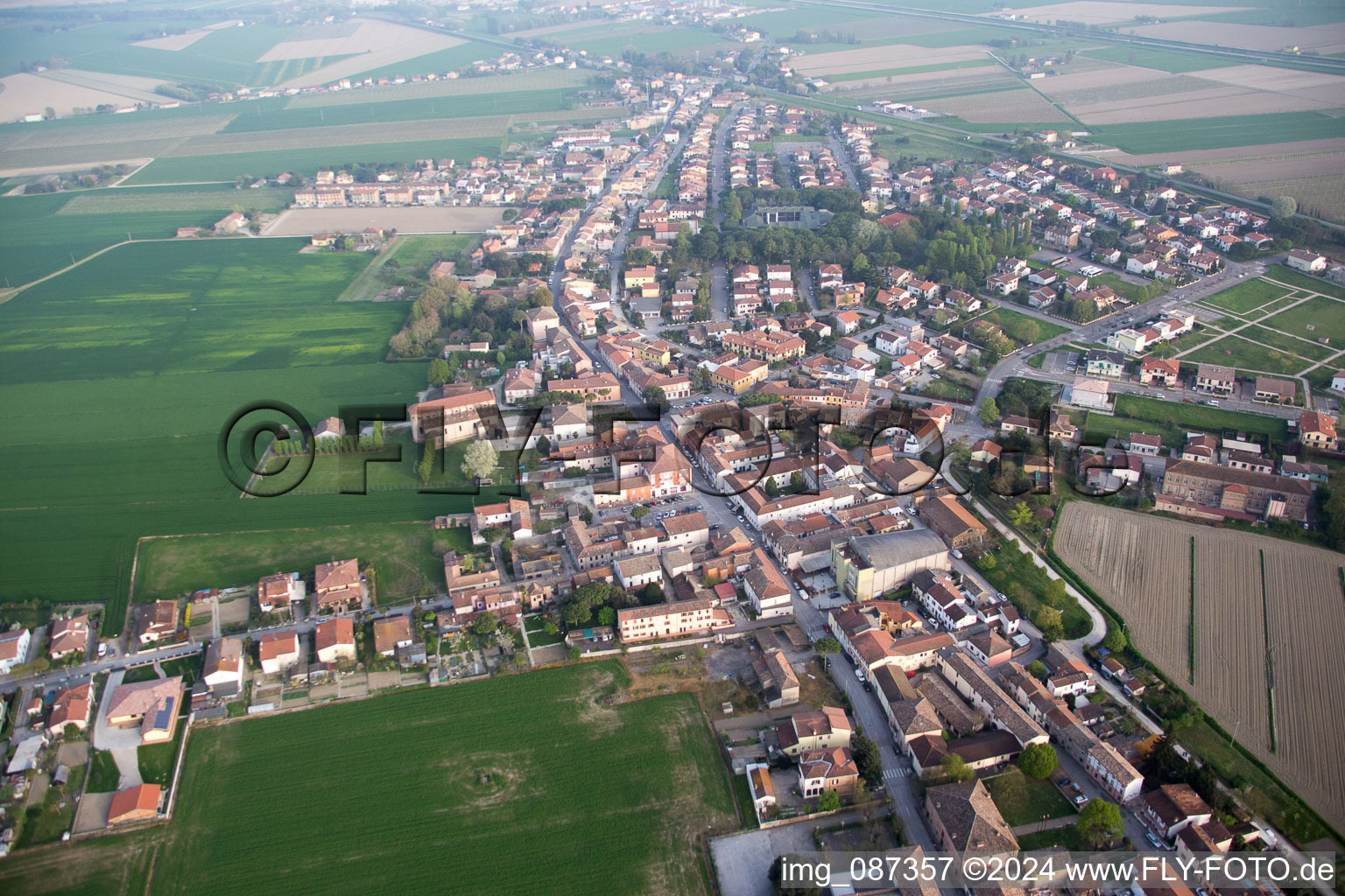 Aerial photograpy of Sant'Alberto in the state Emilia Romagna, Italy