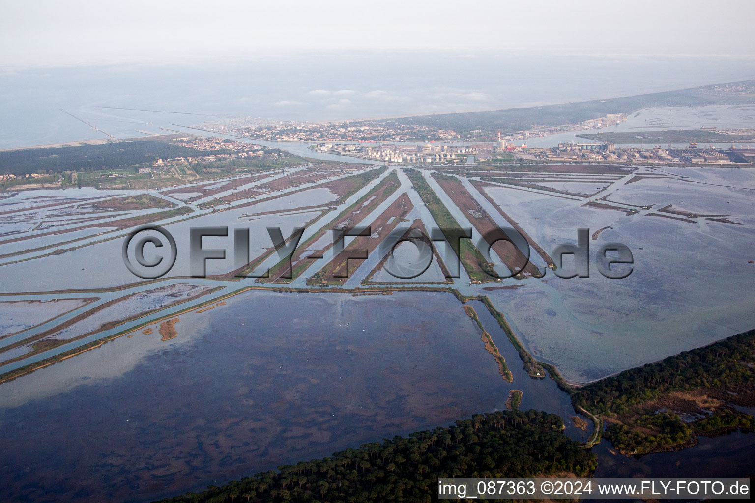 Aerial view of Marina di Ravenna in the state Emilia Romagna, Italy