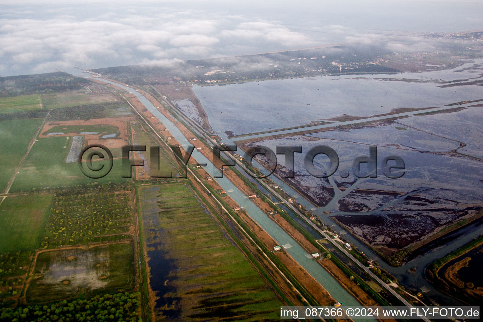 Aerial view of Marina Romea in Ca Vecchia in the state Emilia Romagna, Italy