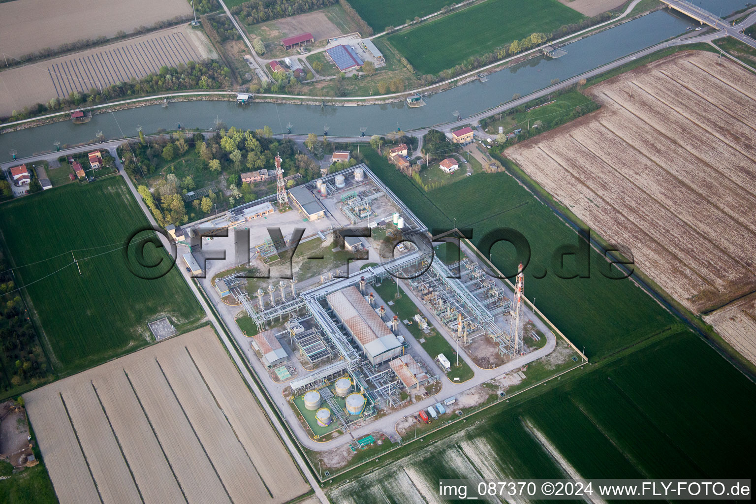 Aerial view of Casalborsetti in the state Emilia Romagna, Italy