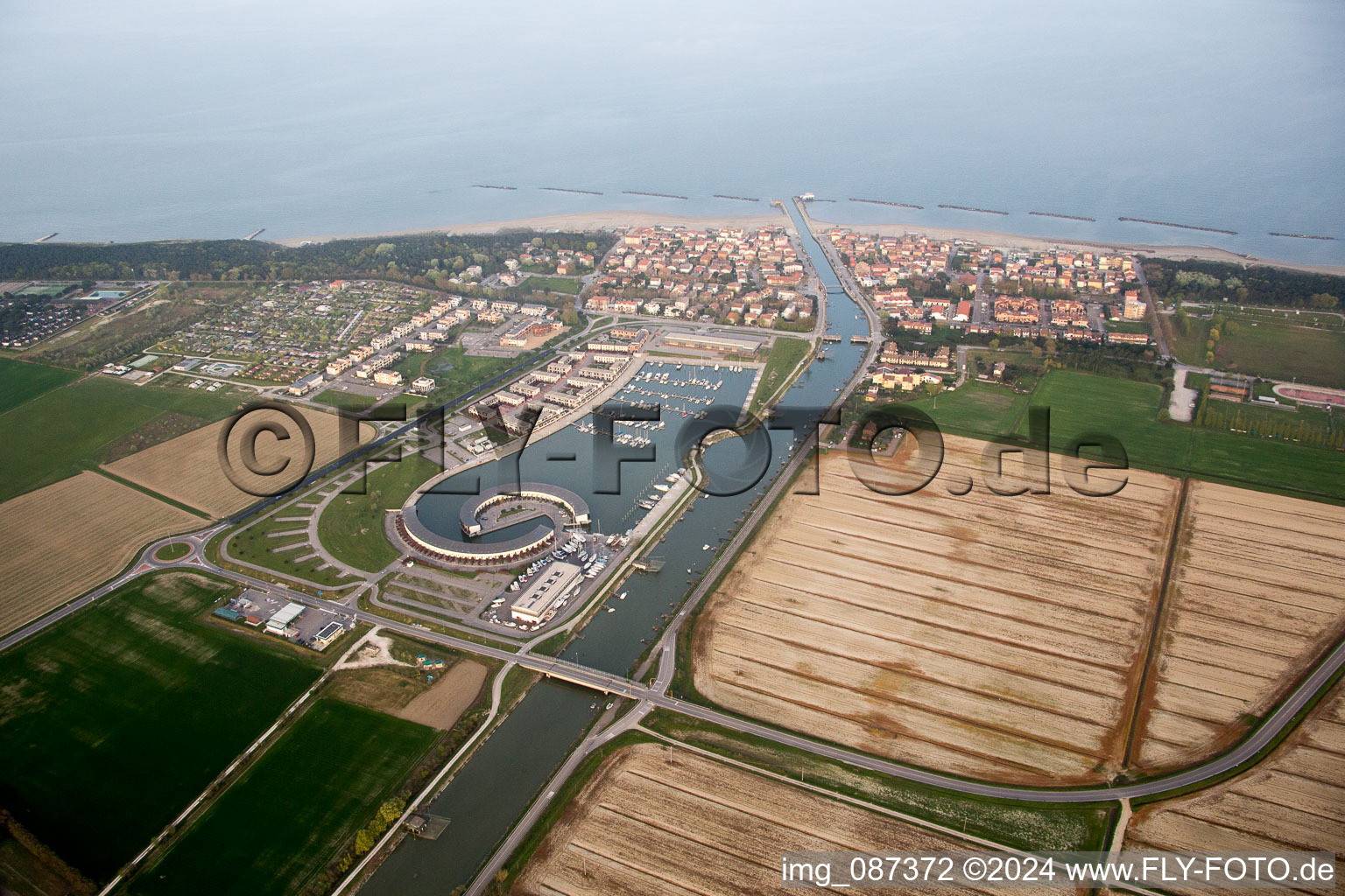 Oblique view of Casalborsetti in the state Emilia Romagna, Italy