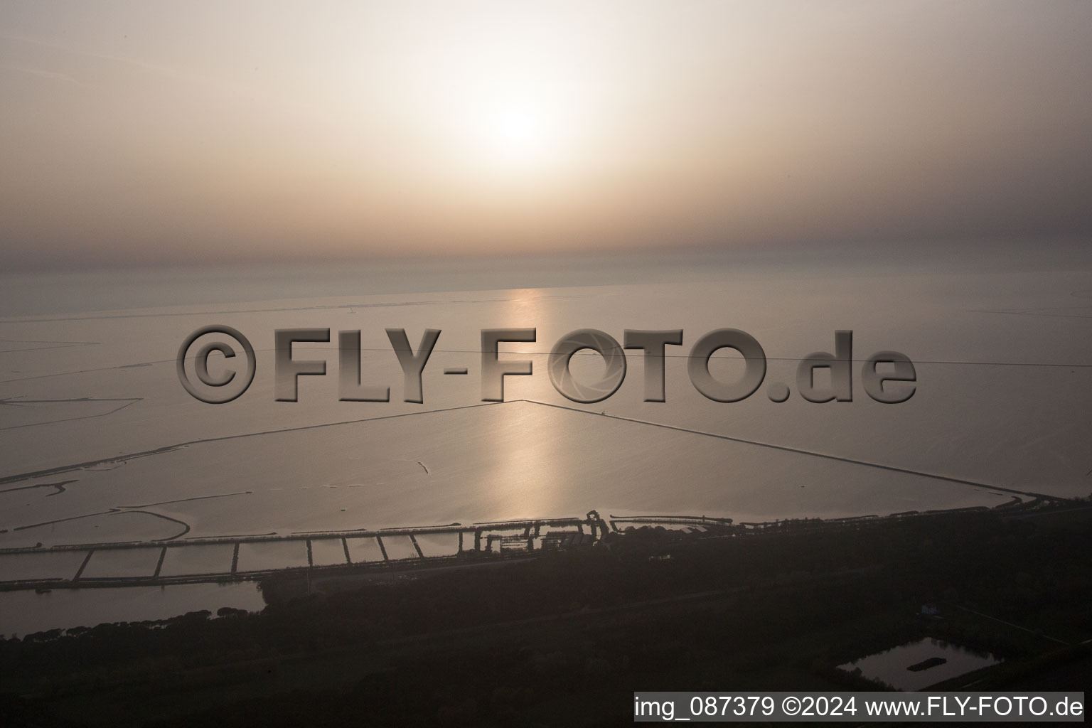 Aerial view of Casalborsetti in the state Emilia Romagna, Italy