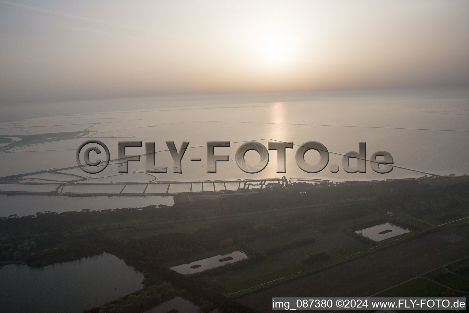 Aerial photograpy of Casalborsetti in the state Emilia Romagna, Italy