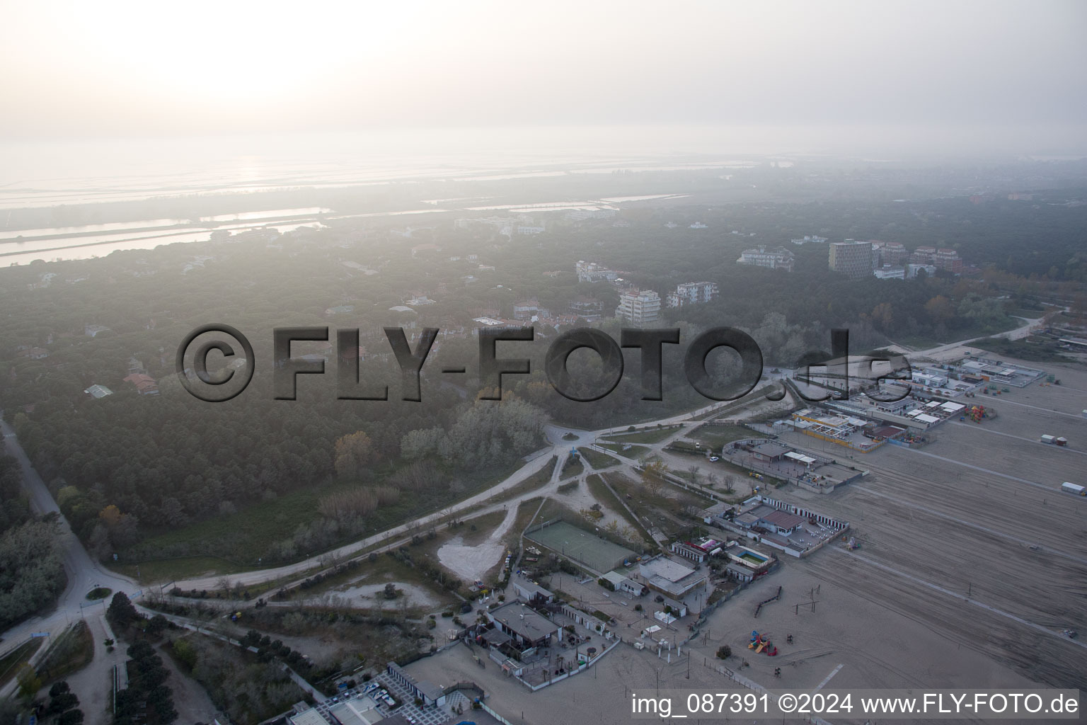 Comacchio, Lido di Spina in Lido di Spina in the state Emilia Romagna, Italy seen from above