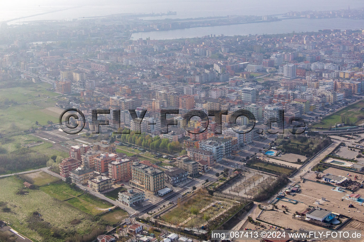 Aerial photograpy of Sottomarina di Chioggia in the state Veneto, Italy