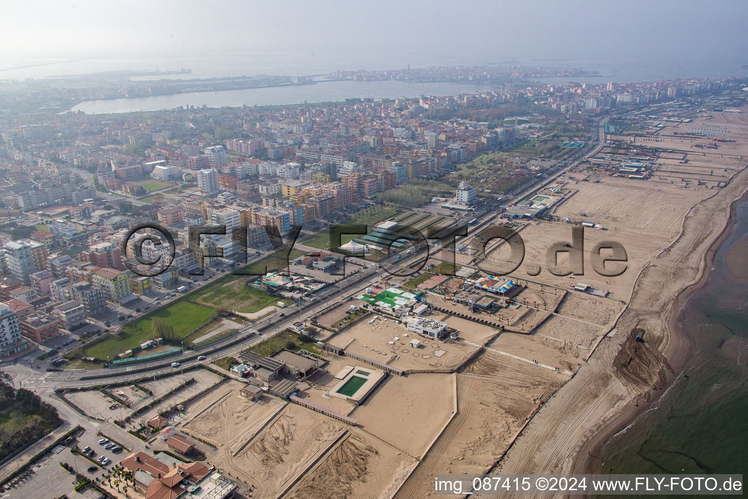 Sottomarina di Chioggia in the state Veneto, Italy from above