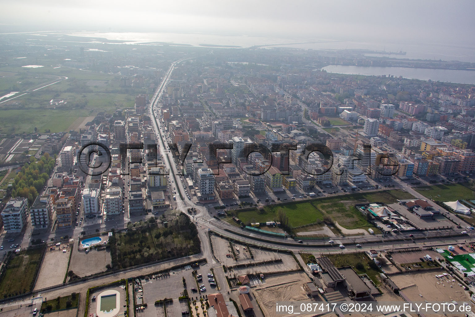 Sottomarina di Chioggia in the state Veneto, Italy seen from above