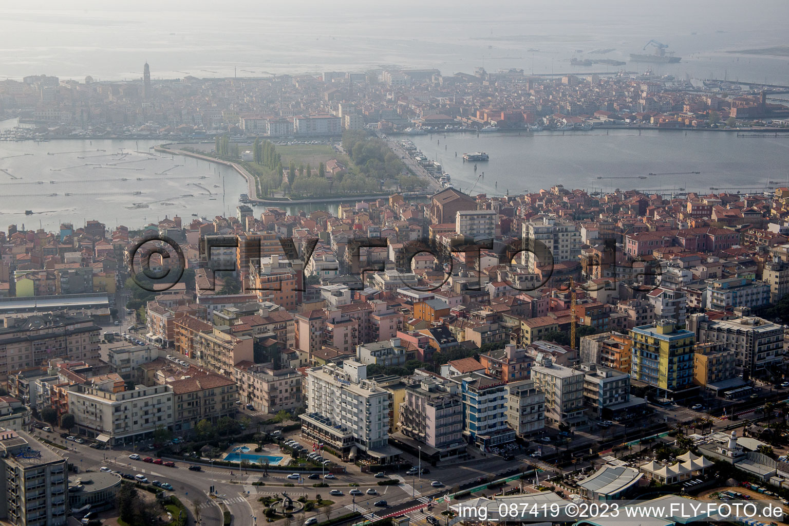 Aerial view of Sottomarina in the state Veneto, Italy
