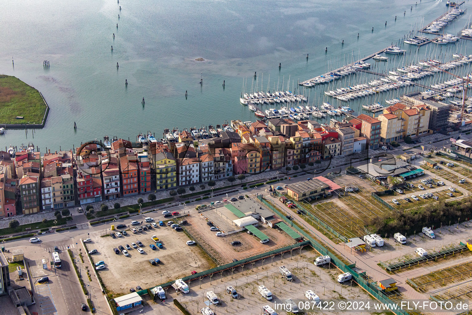 Chioggia in the state Metropolitanstadt Venedig, Italy from above