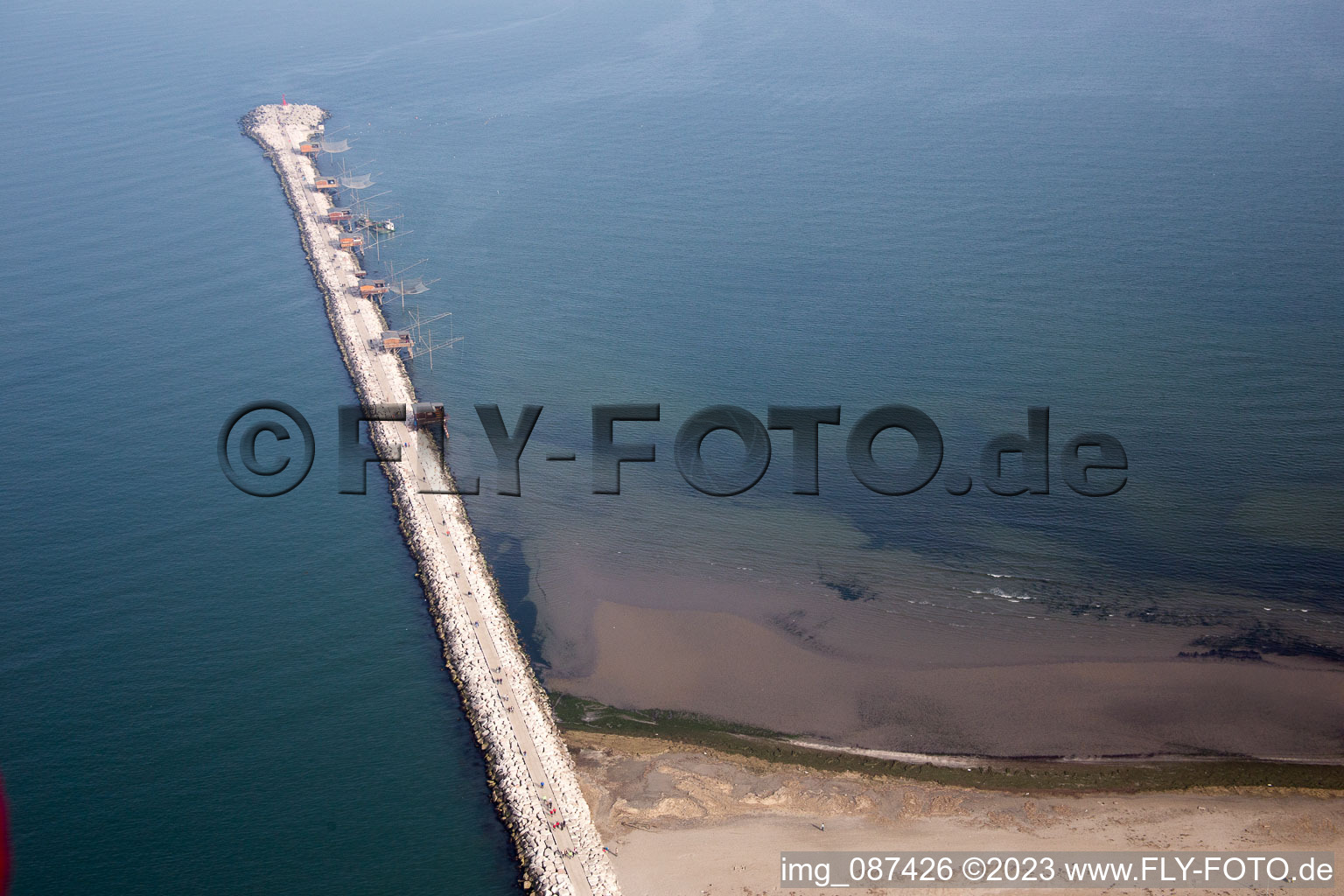 Aerial view of Sottomarina in Faro in the state Veneto, Italy