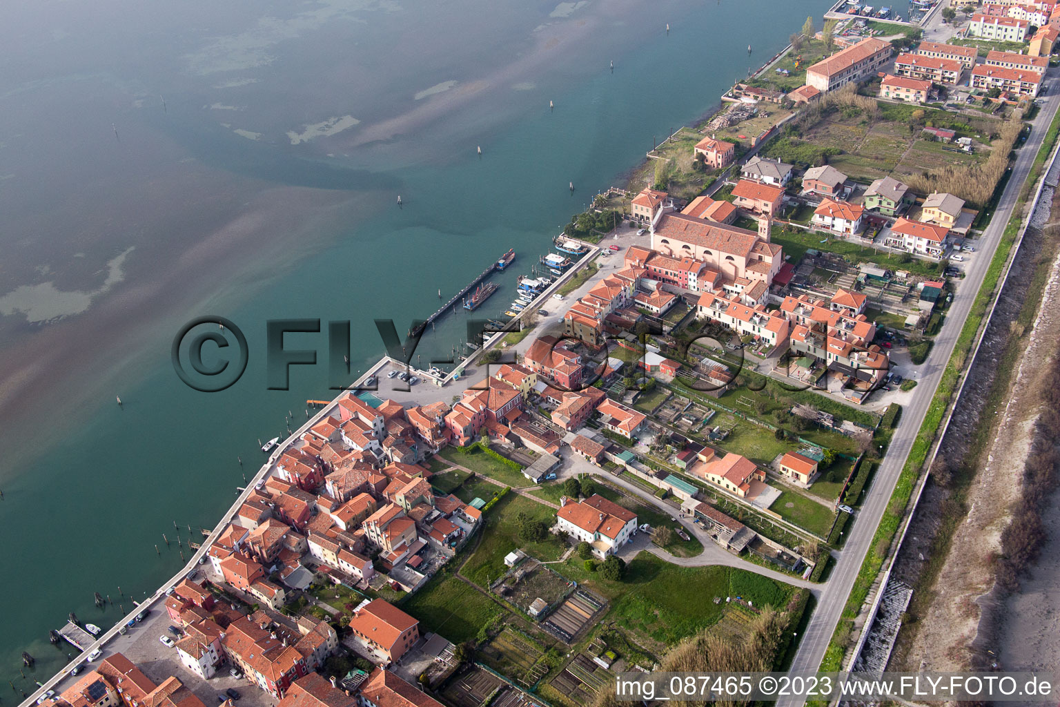 Aerial view of San Pietro in Volta in the state Veneto, Italy