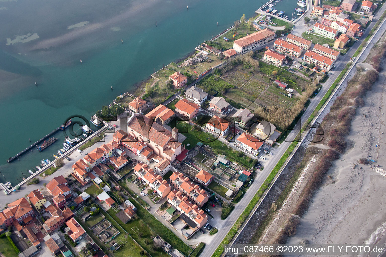 Aerial photograpy of San Pietro in Volta in the state Veneto, Italy