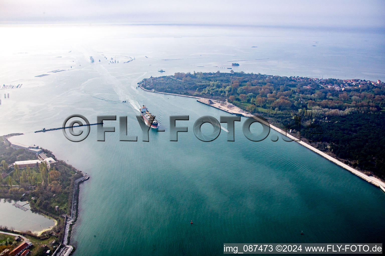 Aerial photograpy of Santa Maria del Mare in the state Veneto, Italy