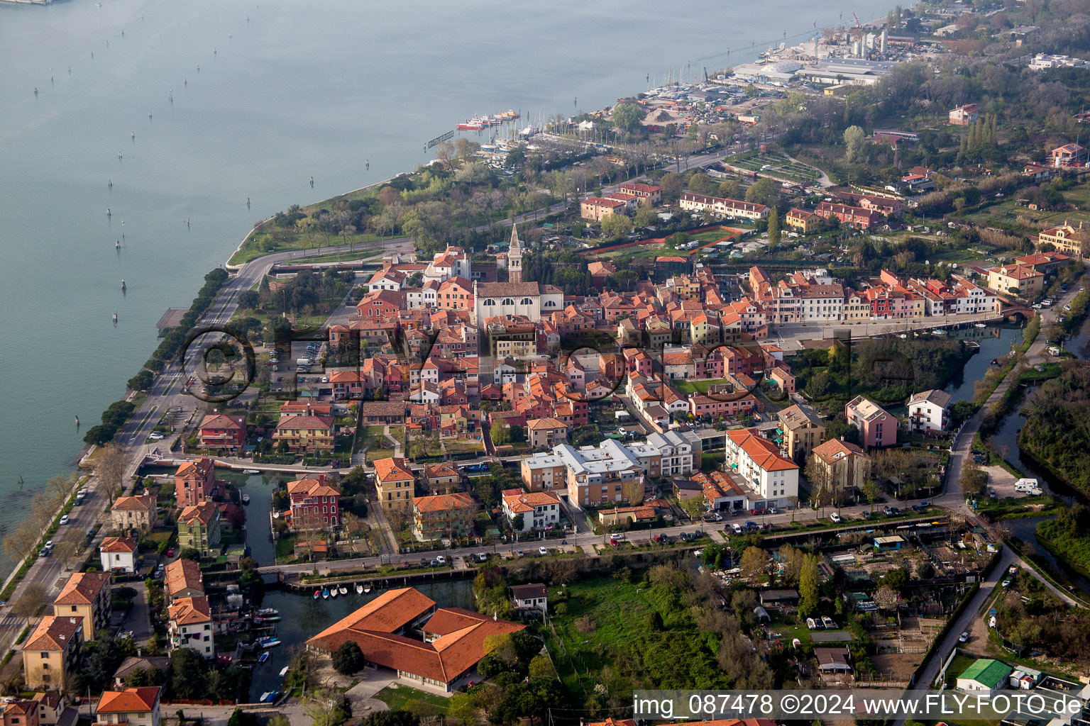 Town View of the streets and houses of the residential areas in Malamocco in Veneto, Italy
