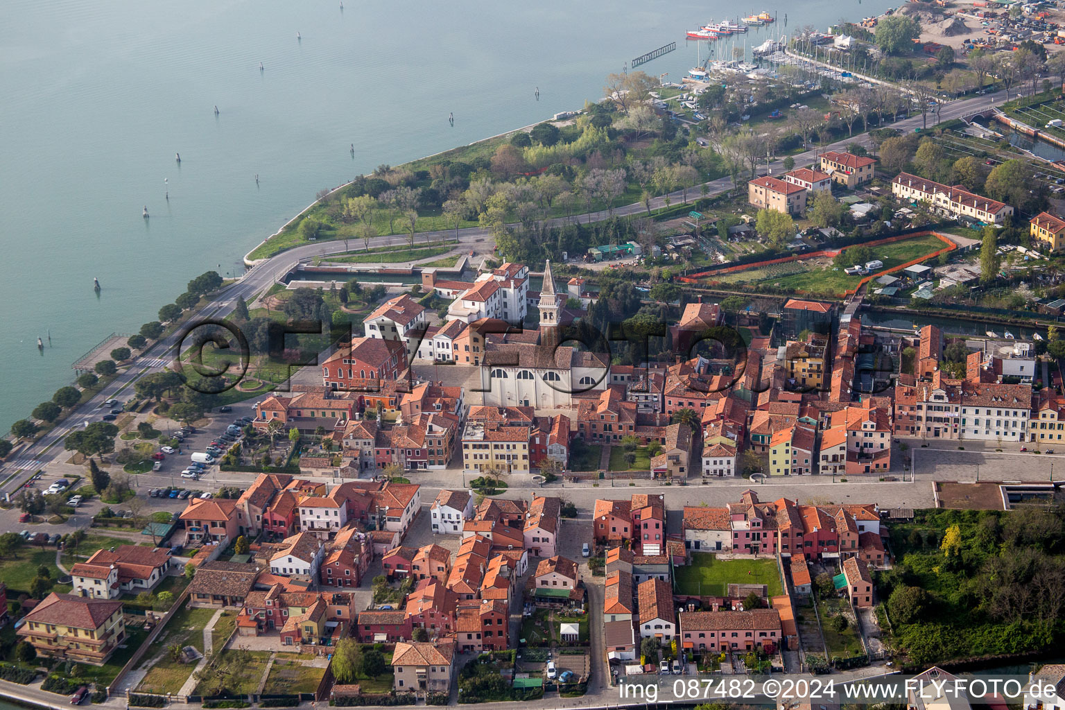 Village on marine coastal area of Lido of Venice in the district Malamoco in Lido in Venetien, Italy