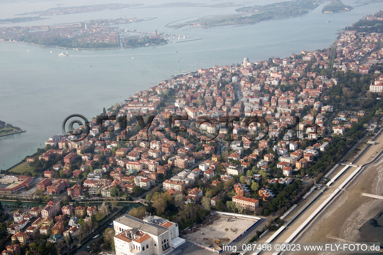Aerial view of Citta Giardino in Venezia in the state Veneto, Italy