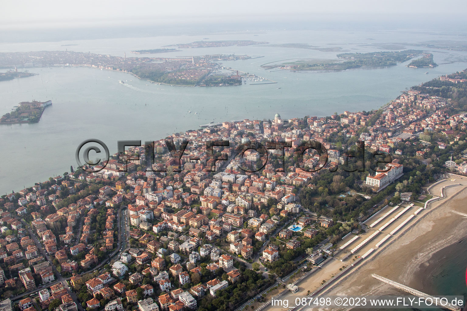 Aerial view of Venice Lido in Venezia in the state Veneto, Italy