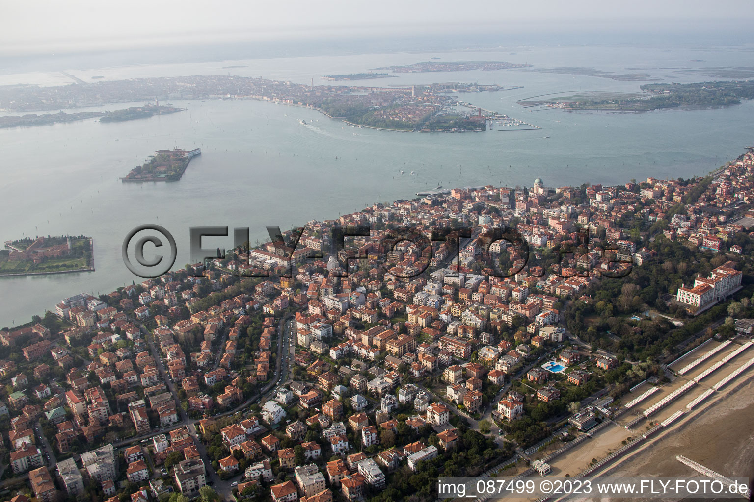 Aerial photograpy of Venice Lido in Venezia in the state Veneto, Italy