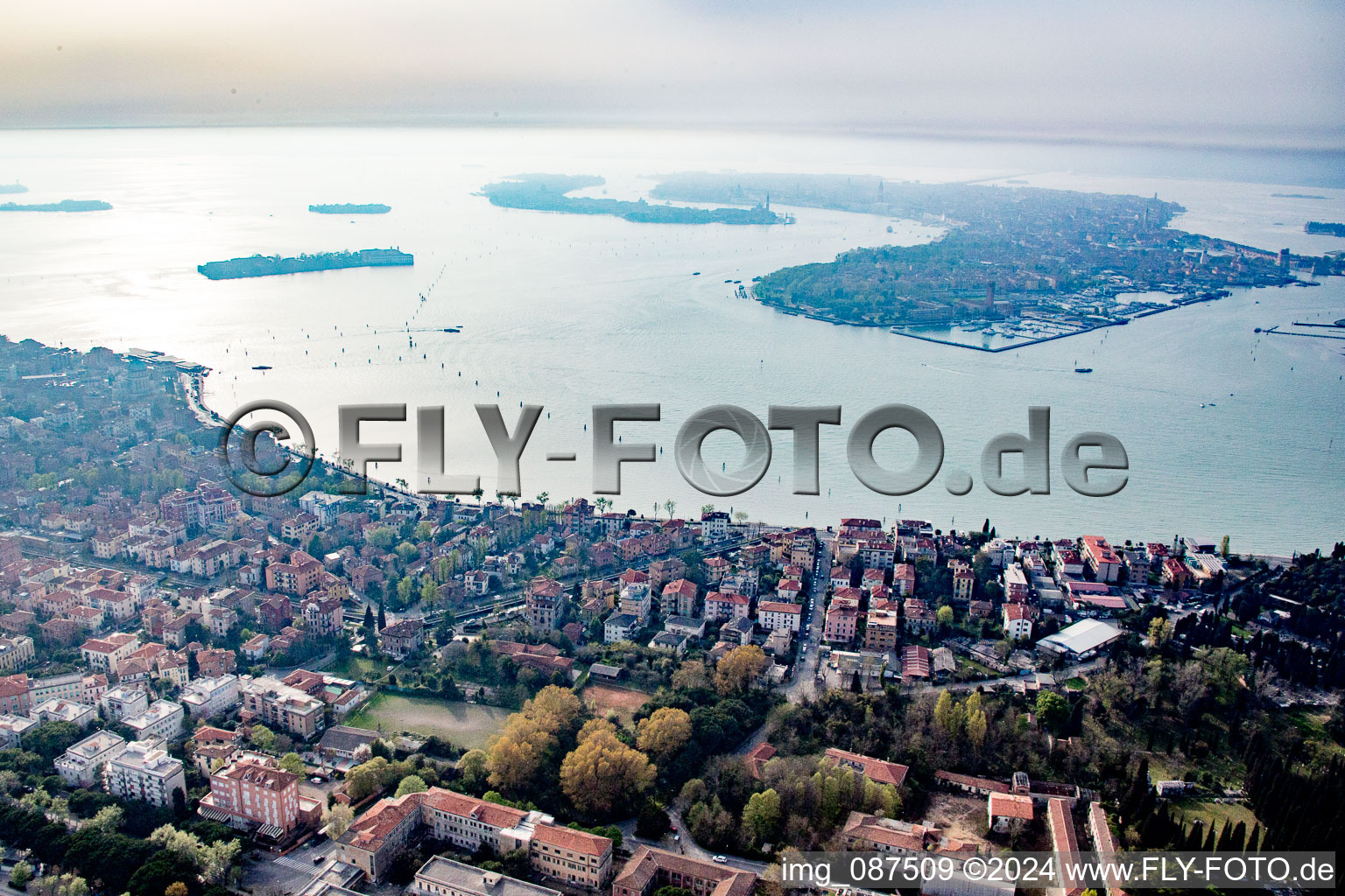 Aerial view of San Nicolò di Lido in the state Veneto, Italy