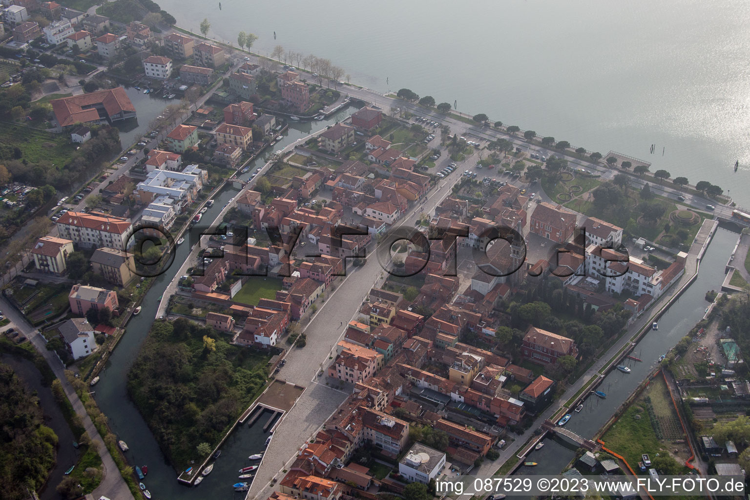 Drone image of Malamocco in the state Veneto, Italy