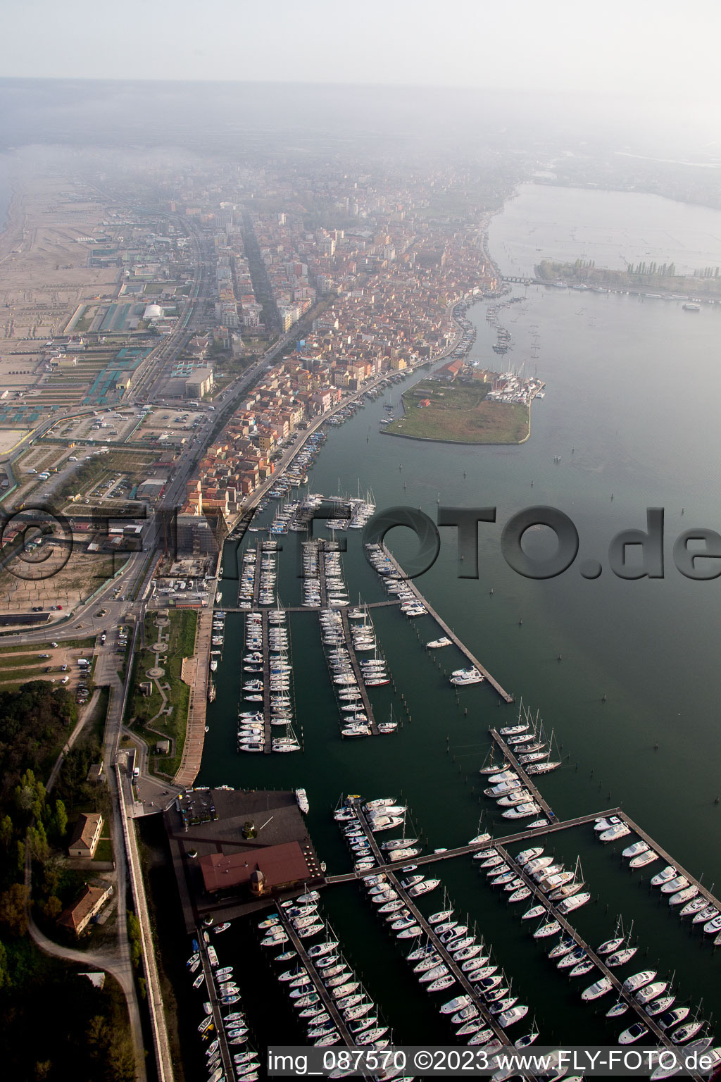 Sottomarina in Faro in the state Veneto, Italy viewn from the air