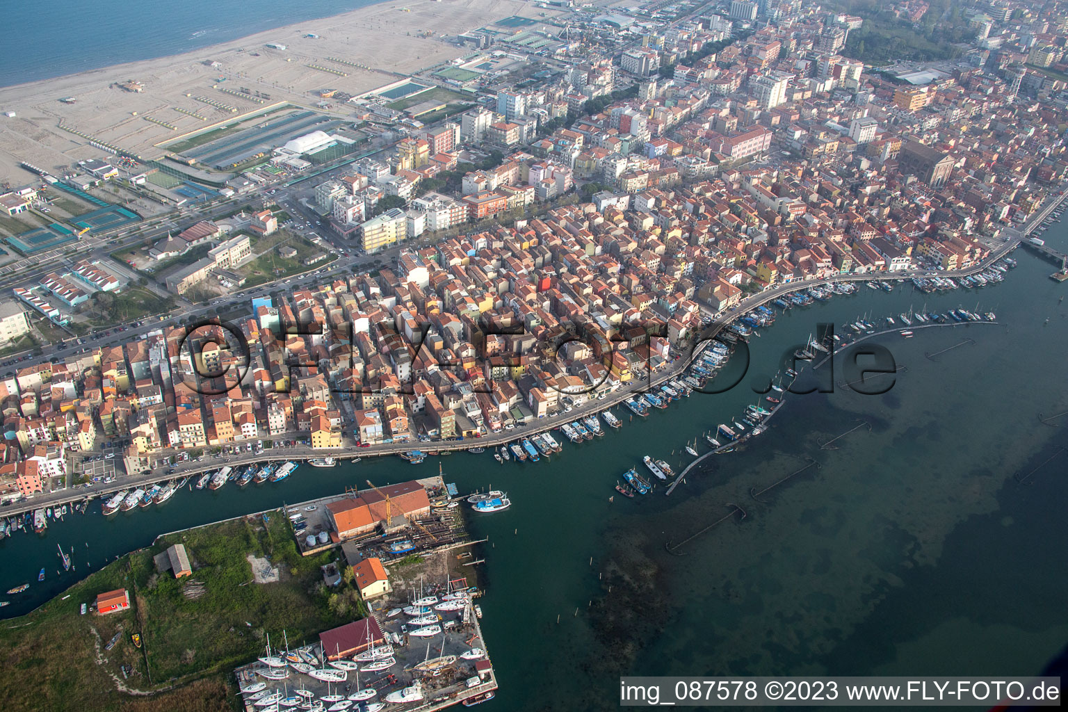 Aerial view of Chioggia in the state Veneto, Italy