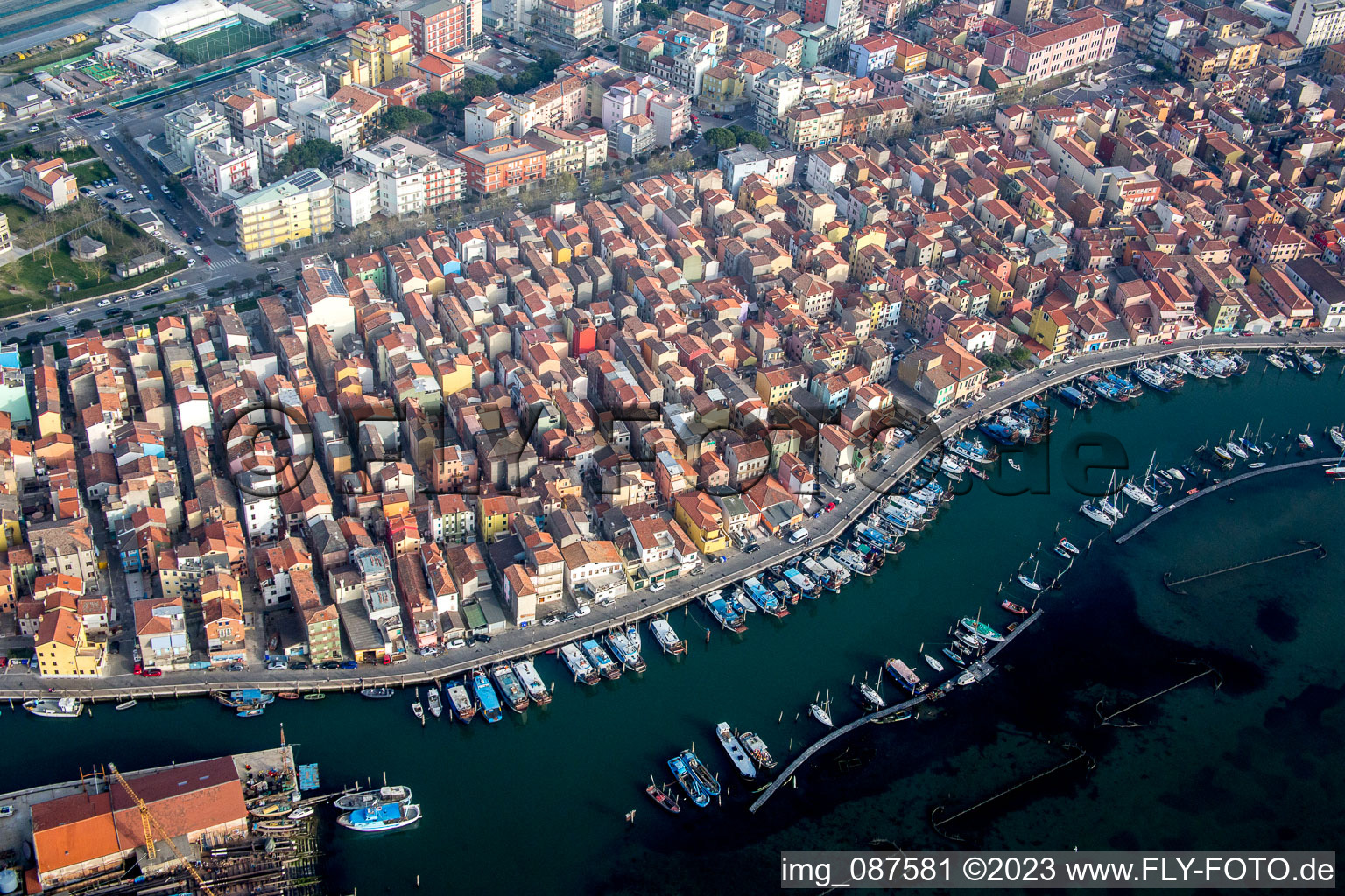 Chioggia in the state Veneto, Italy from above