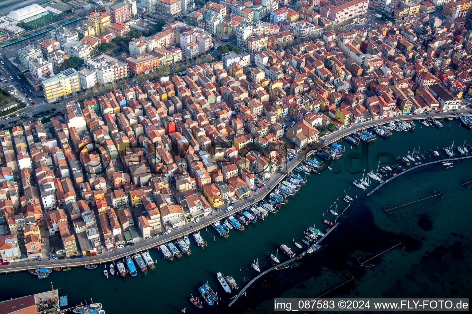 Drone image of Chioggia in the state Metropolitanstadt Venedig, Italy