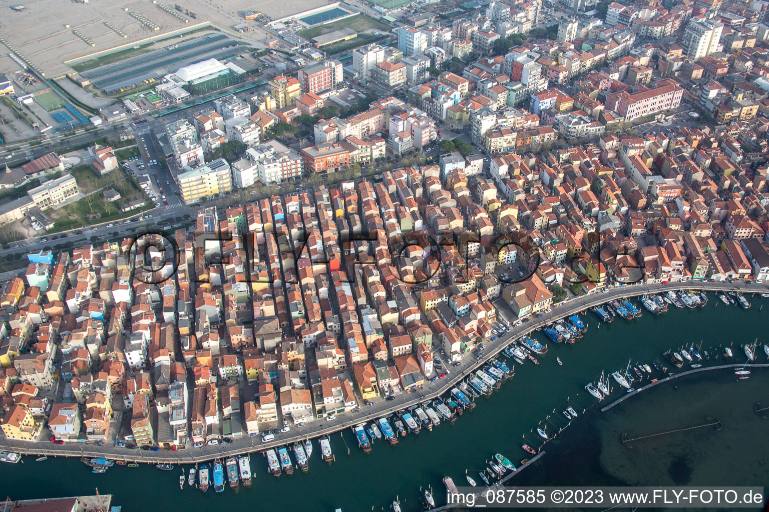 Sottomarina in the state Veneto, Italy viewn from the air