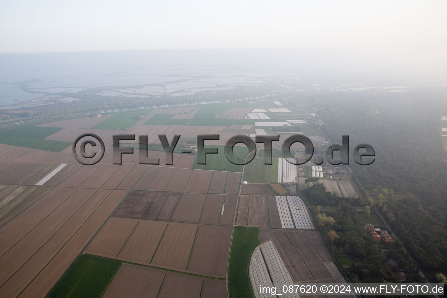 Bird's eye view of Fossone d'Adige in the state Veneto, Italy