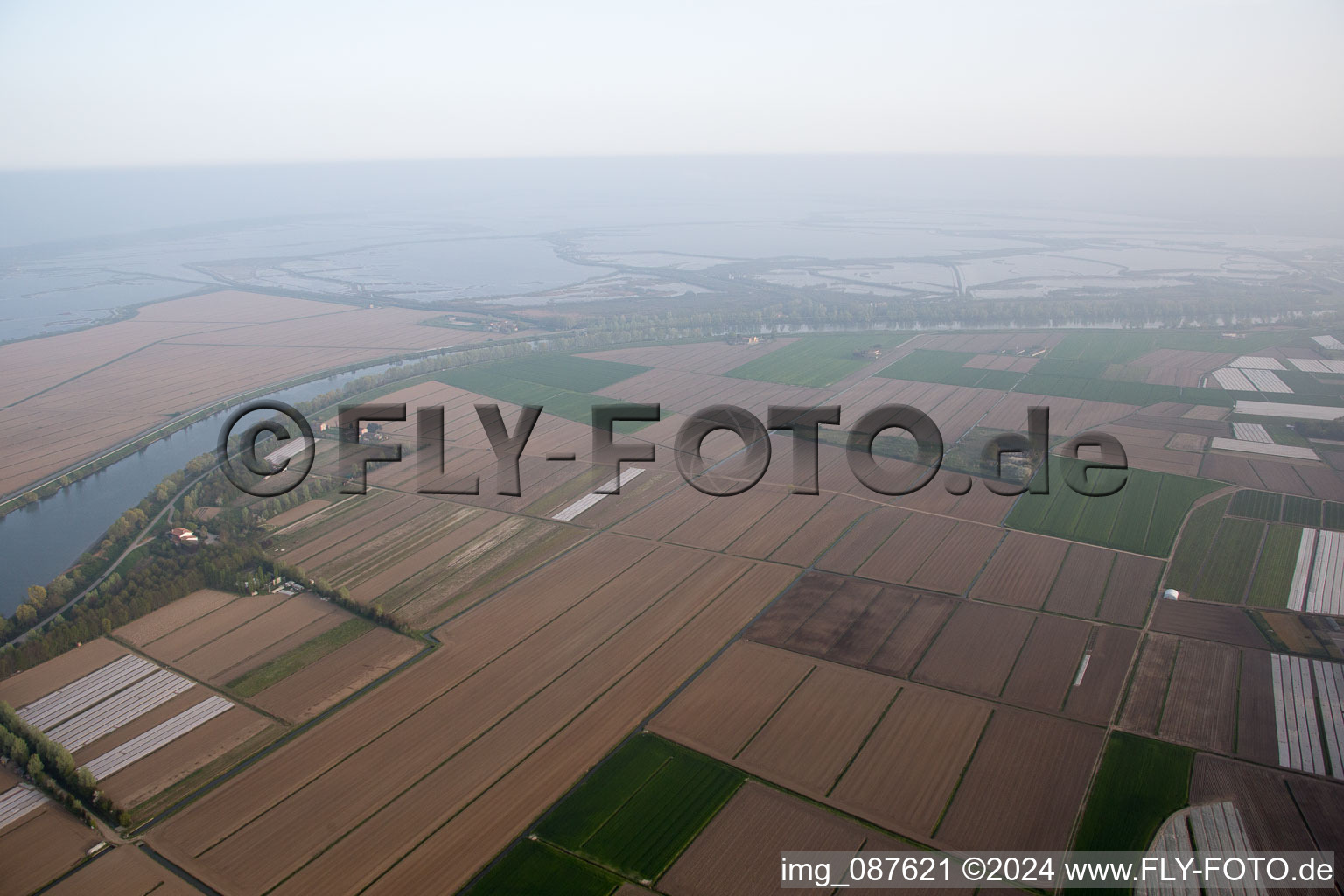 Fossone d'Adige in the state Veneto, Italy viewn from the air