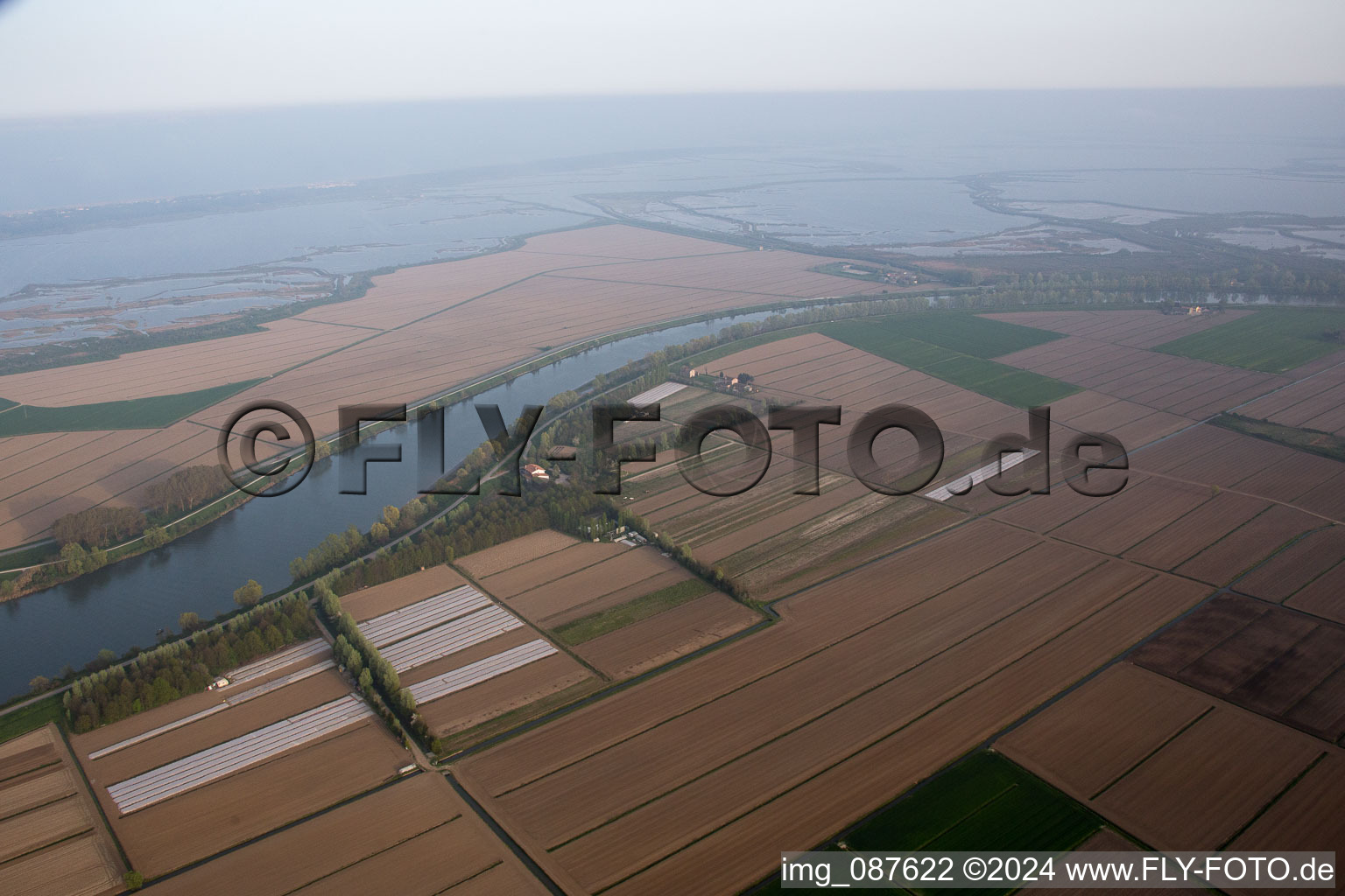 Drone recording of Fossone d'Adige in the state Veneto, Italy