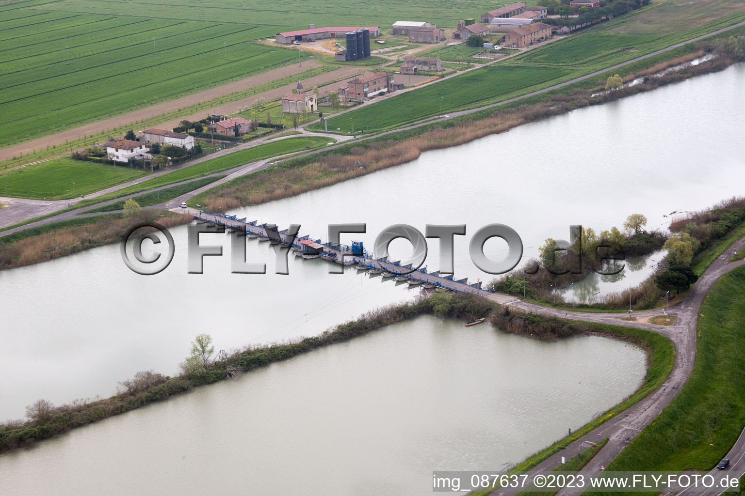 Aerial view of Gorino in the state Veneto, Italy