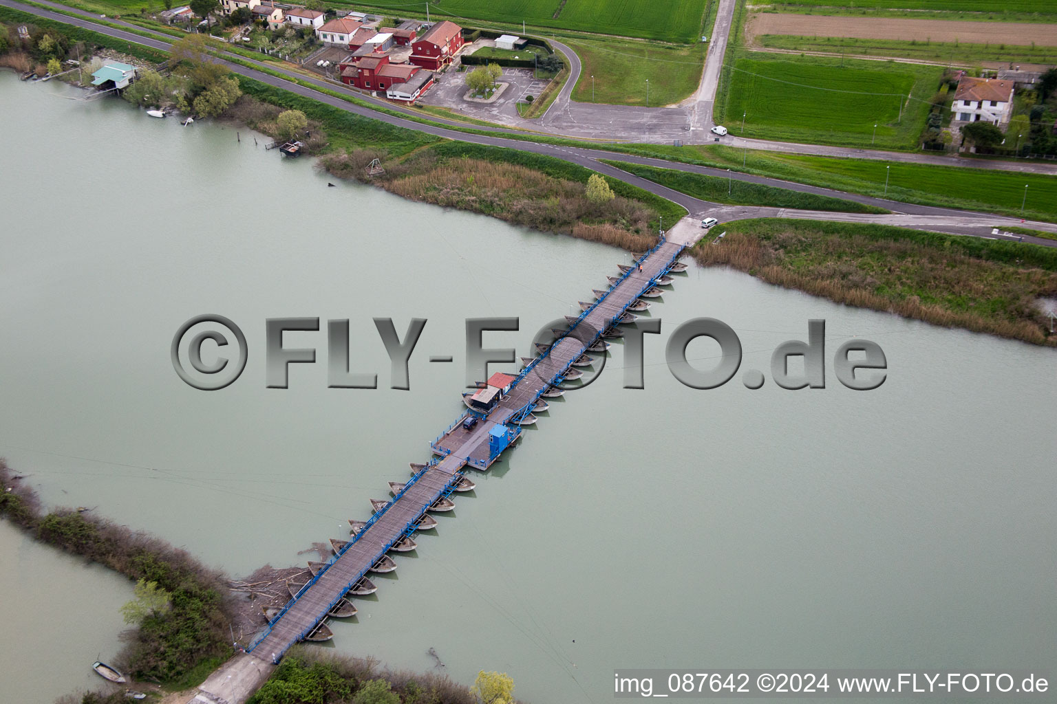 River - bridge construction Po di Gora in Gorino Veneto in Veneto, Italy