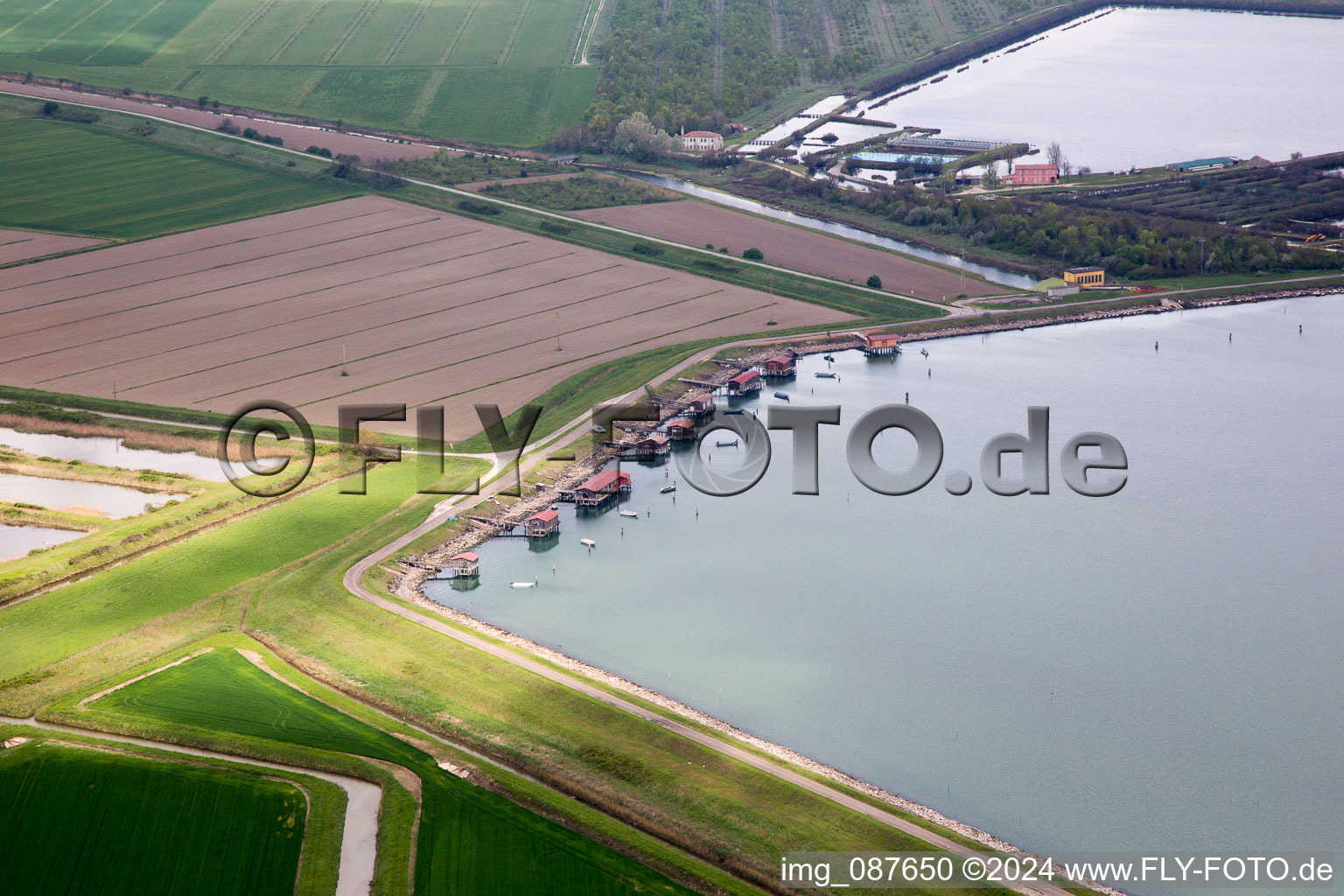 Aerial view of Porto Tolle in the state Rovigo, Italy