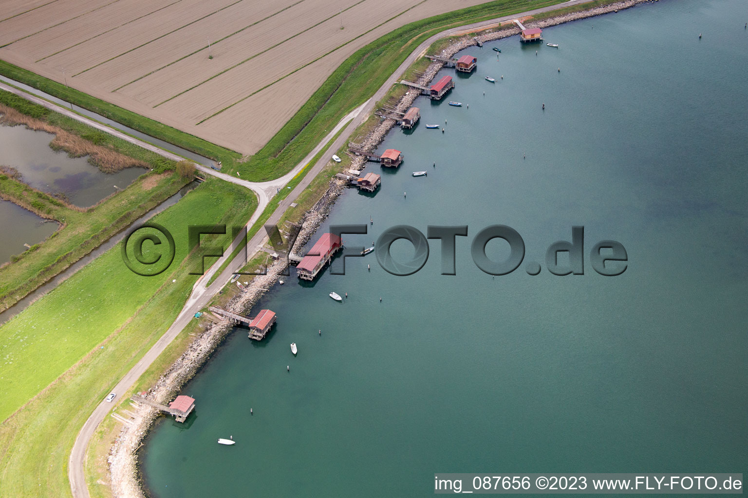 Porto Tolle in the state Veneto, Italy seen from above