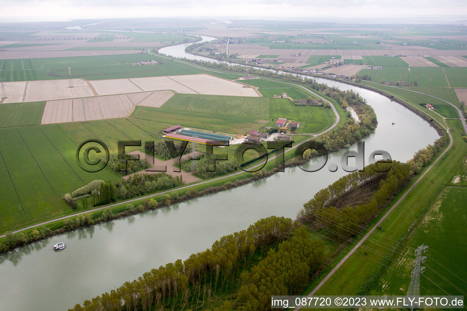 Aerial photograpy of Ca' Mora in the state Veneto, Italy