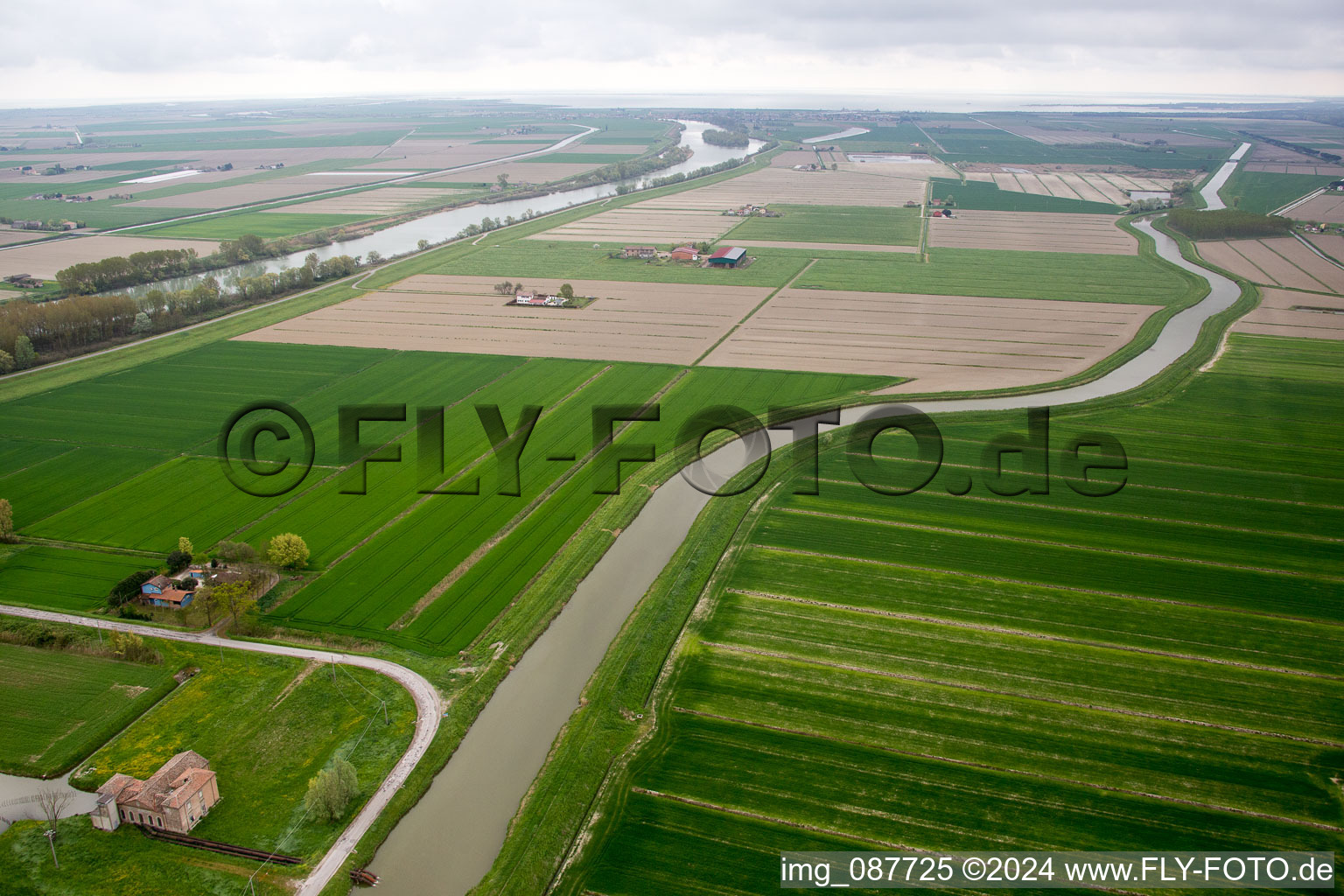 Aerial view of Santa Giustina in the state Emilia Romagna, Italy