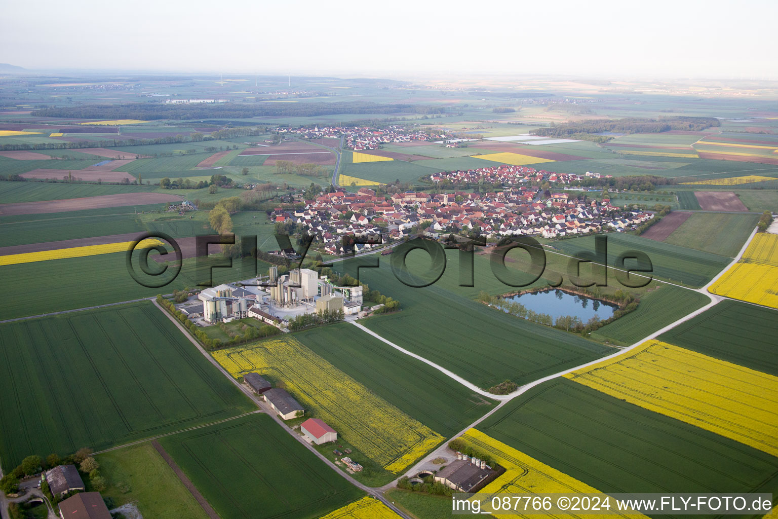 Aerial view of Sulzheim in the state Bavaria, Germany