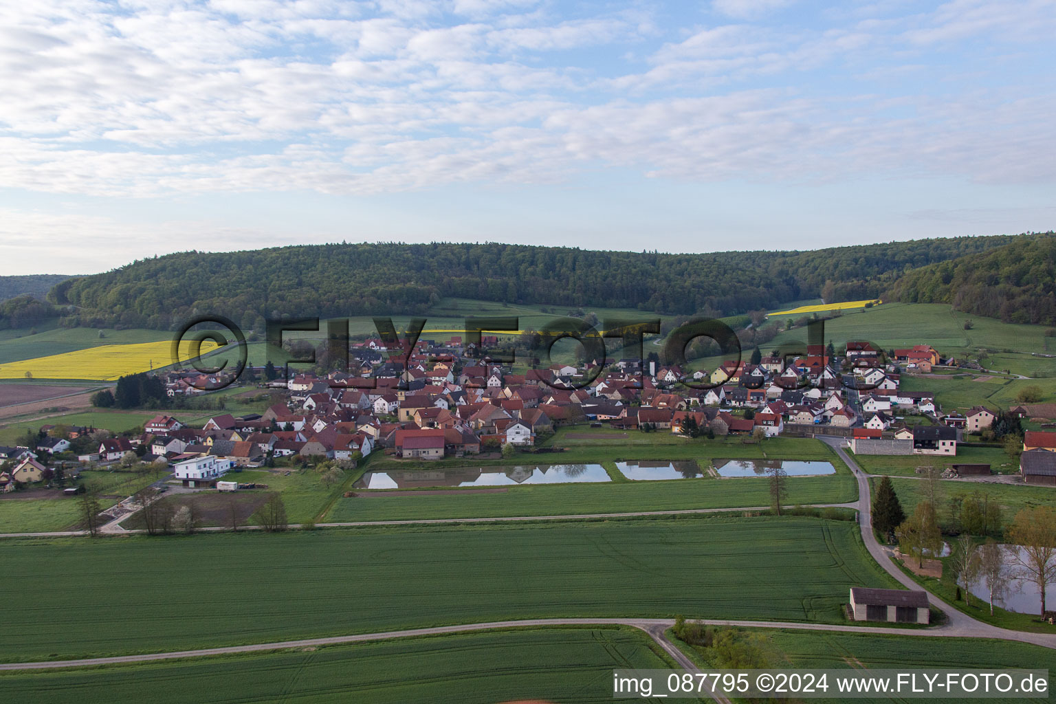 Agricultural fields and farmland in the district Geusfeld in Rauhenebrach in the state Bavaria, Germany